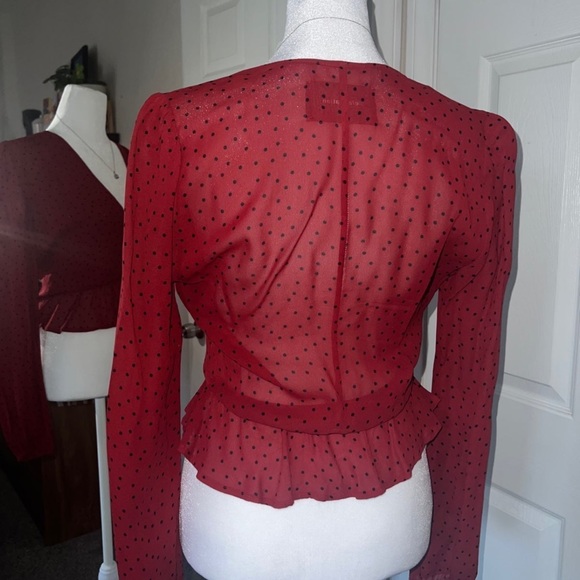 Gorgeous Reformation Nikki Red Polka Dot Blouse Size XS - Picture 6 of 11